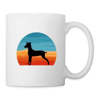 Japanese Terrier Dog Lover Silhouette Retro Sunset - Mug blanc - blanc - Droite