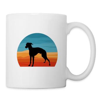 Rampur Greyhound Dog Lover Silhouette Retro Sunset - Mug - white - Right
