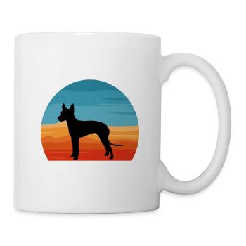 Mexicain Sans Poils Chien Amoureux Silhouette Rétro Coucher de Soleil - Mug blanc - blanc - Droite