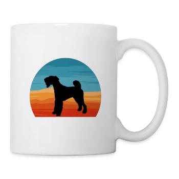 Airedale Terrier Hundeliebhaber Silhouette Retro Sonnenuntergang - Tasse - Weiß - Rechts
