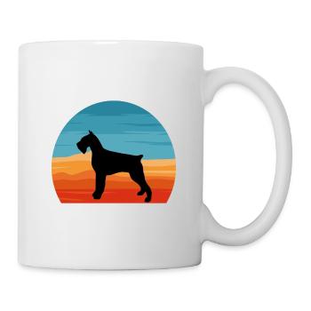 Schnauzer Géant Chien Amour Silhouette Vintage Coucher de Soleil - Mug blanc - blanc - Droite
