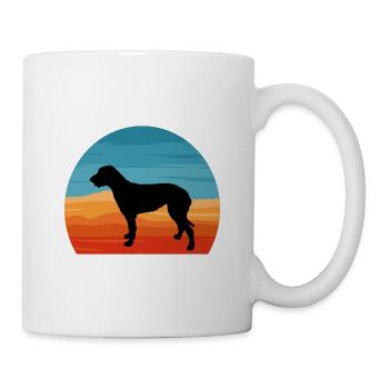 Irish Wolfhound Dog Love Silhouette Vintage Sunset - Mug blanc - blanc - Droite