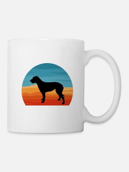 Irish Wolfhound Hund Liebe Silhouette Vintage Sonnenuntergang - Tasse - Weiß