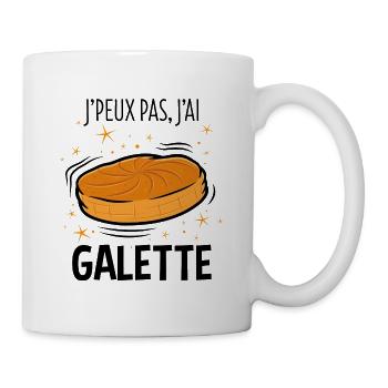 J'PEUX PAS, J'AI GALETTE (Tshirt humour - H/F) - Mug blanc - blanc - Droite
