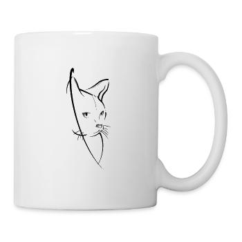 Chat-Linienkunst - Tasse - Weiß - Rechts