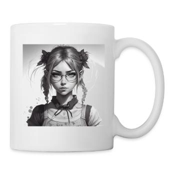 Super detaillierte Zeichnung eines Schulmädchens - Tasse - Weiß - Rechts
