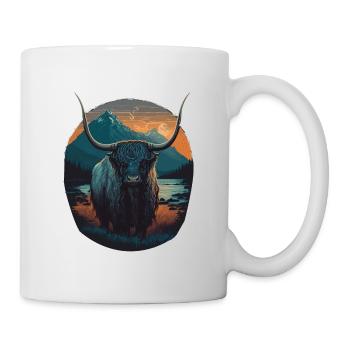 Yak mit riesigen Hörnern - Tasse - Weiß - Rechts