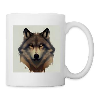 Wolfsgesicht Porträt - Tasse - Weiß - Rechts
