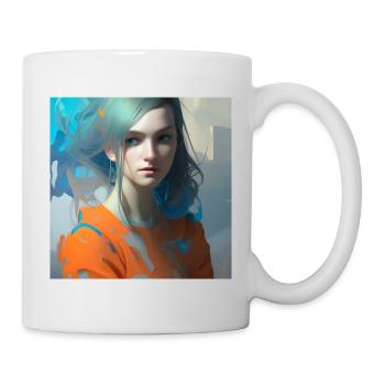 Beautiful woman watercolor painting - Mug - white - Right