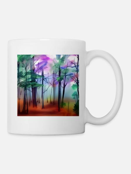 Aquarelle forêt nature - Mug blanc - blanc