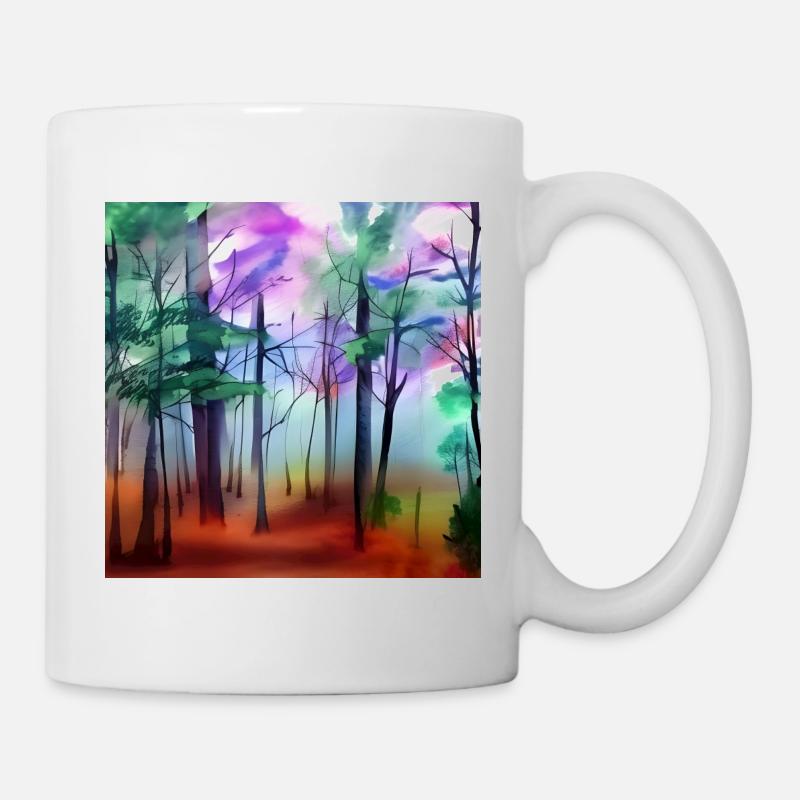 Aquarelle forêt nature - Mug blanc - blanc