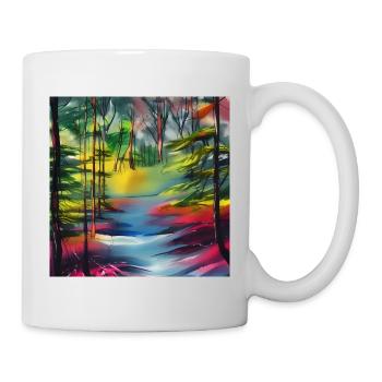 Aquarell Fluss im Wald - Tasse - Weiß - Rechts