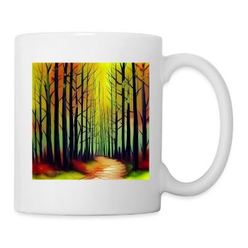 Sunset watercolor forest - Mug - white - Right