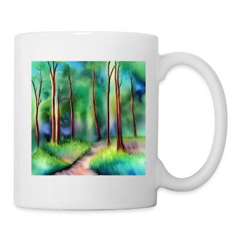Route forestière aquarelle - Mug blanc - blanc - Droite