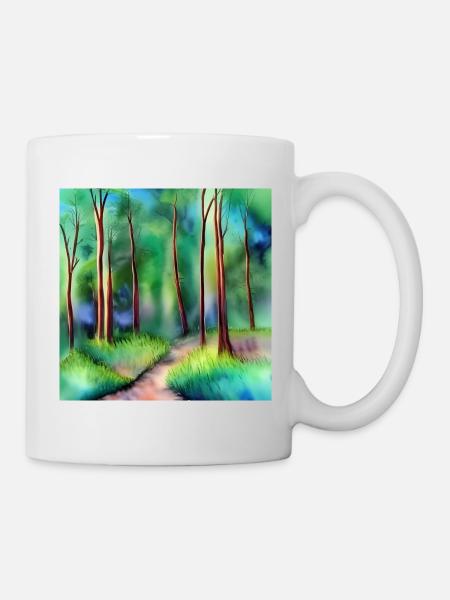 Route forestière aquarelle - Mug blanc - blanc
