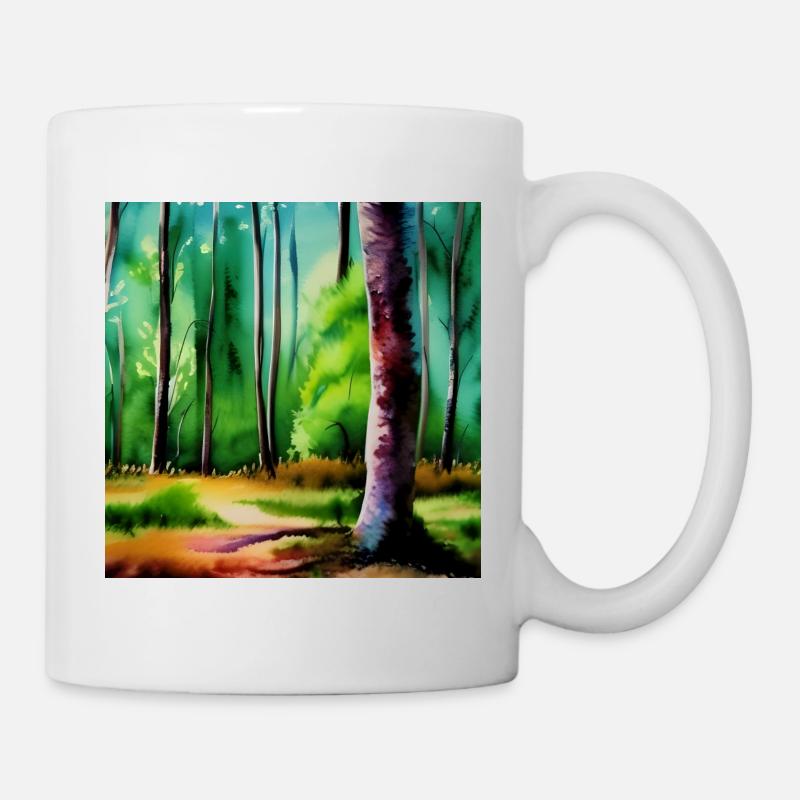 Une image d’aquarelle d’arbres - Mug blanc - blanc
