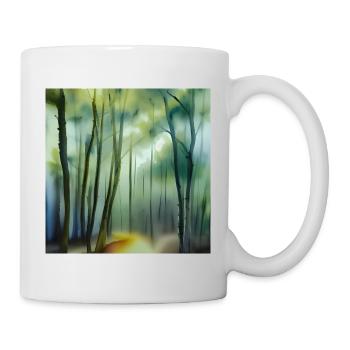 Nebel im Aquarellwald - Tasse - Weiß - Rechts