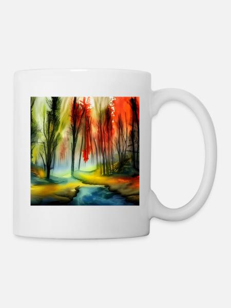 Waldquell-Aquarell - Tasse - Weiß