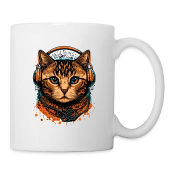 Katzentragende Kopfhörer - Tasse - Weiß - Rechts