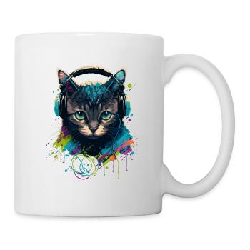 Chat et mélomane - Mug blanc - blanc - Droite