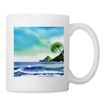 Aquarell Ozean Natur - Tasse - Weiß - Rechts