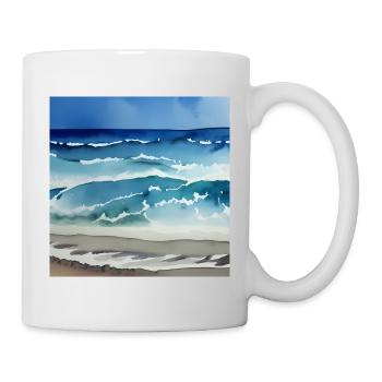Art de l’aquarelle de l’océan - Mug blanc - blanc - Droite