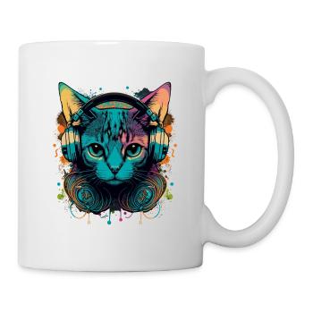 Chat vintage et musique - Mug blanc - blanc - Droite