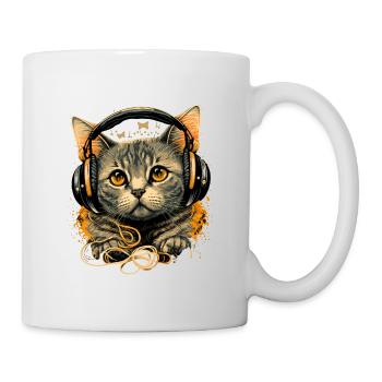 Katze und Musik - Tasse - Weiß - Rechts