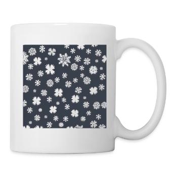Motif de flocon de neige sur le fond bleu marine - Mug blanc - blanc - Droite
