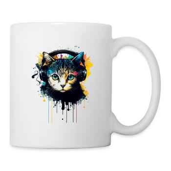 Chat et musique - Mug blanc - blanc - Droite
