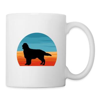 Flat Coated Retriever Dog Silhouette Retro Sunset - Mug blanc - blanc - Droite