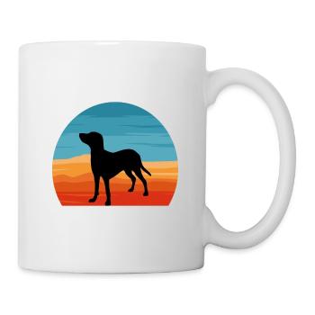 Bleu De Gascogne Petit Dog Silhouette Retro Sunset - Tasse - Weiß - Rechts