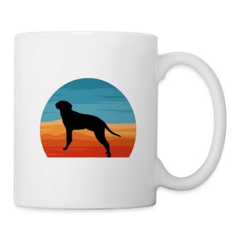Braque Saint Germain Hund Silhouette Retro Sonnenuntergang - Tasse - Weiß - Rechts
