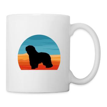 Cao Da Serra De Aires Hund Silhouette Retro Sonnenuntergang - Tasse - Weiß - Rechts