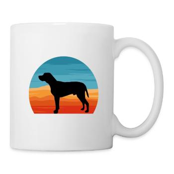 Braque du Bourbonnais Hund Silhouette Retro Sonnenuntergang - Tasse - Weiß - Rechts