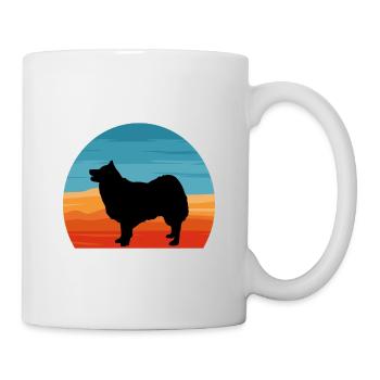 Islandhund Hund Silhouette Retro Sonnenuntergang - Tasse - Weiß - Rechts