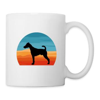 Foxterrier Glatte Hundesilhouette Retro Sonnenuntergang - Tasse - Weiß - Rechts
