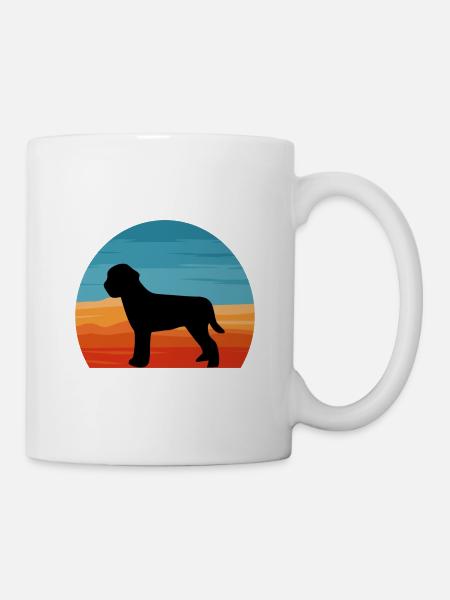 Lagotto Romagnolo Hund Liebe Silhouette Retro Sonnenuntergang - Tasse - Weiß