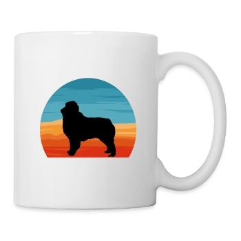 Austrealian Shephard Dog Silhouette Retro Sunset - Mug - white - Right