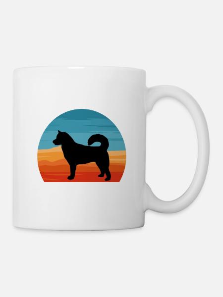 Sibérie orientale Laika Dog Silhouette Retro Sunset - Mug blanc - blanc