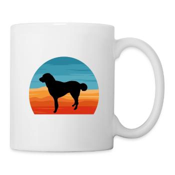 Kuchi Afghan Shepard Hund Silhouette Retro Sonnenuntergang - Tasse - Weiß - Rechts