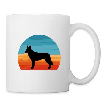 Tschechoslowakischer Wolfshund Hund Silhouette Retro Sonnenuntergang - Tasse - Weiß - Rechts