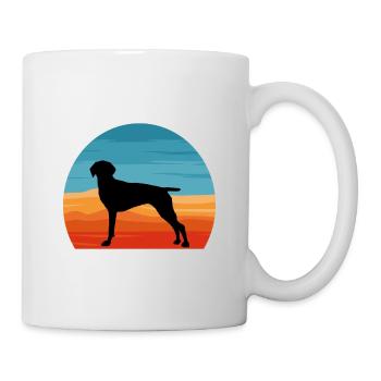 Old Danish Pointer Dog Silhouette Retro Sunset - Mug - white - Right