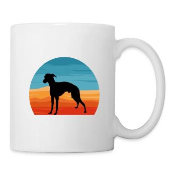 Italian Greyhound Dog Love Silhouette Retro Sunset - Mug - white - Right
