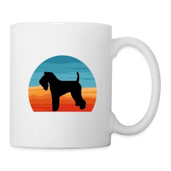 Kerry Blue Terrier Hund Silhouette Retro Sonnenuntergang - Tasse - Weiß - Rechts