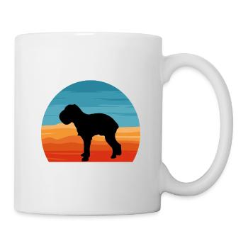 Griffon Bruxellois Dog Silhouette Retro Sunset - Mug blanc - blanc - Droite
