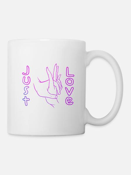 Just Love - main dans la main lineart - Mug blanc - blanc