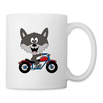 MOTORRAD - BIKER - WOLF - TIER - KIND - BABY - Tasse - Weiß - Rechts