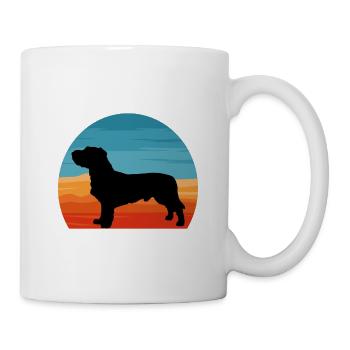 Basset Fauve De Bretagne Hund Silhouette Retro Sonne - Tasse - Weiß - Rechts