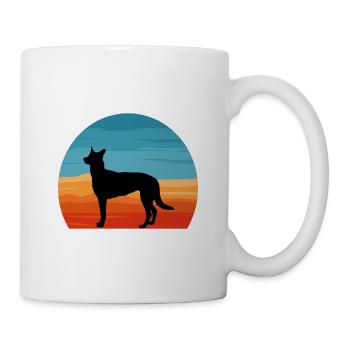 Belgian Shepherd Malinois Dog Silhouette Retro - Mug - white - Right